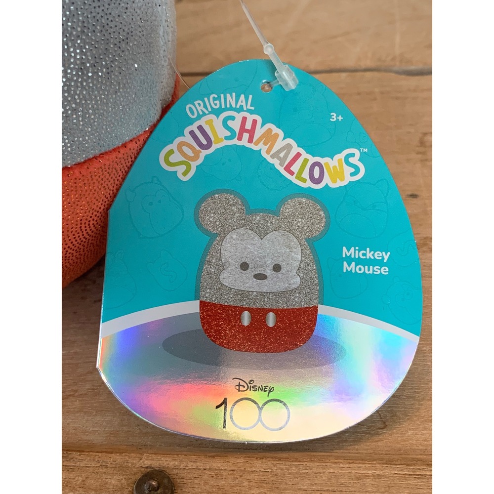 Disney 100‎ Mickey Mouse Squishmallow Silver Red Metallic Plush Kellytoy - Picture 3 of 11